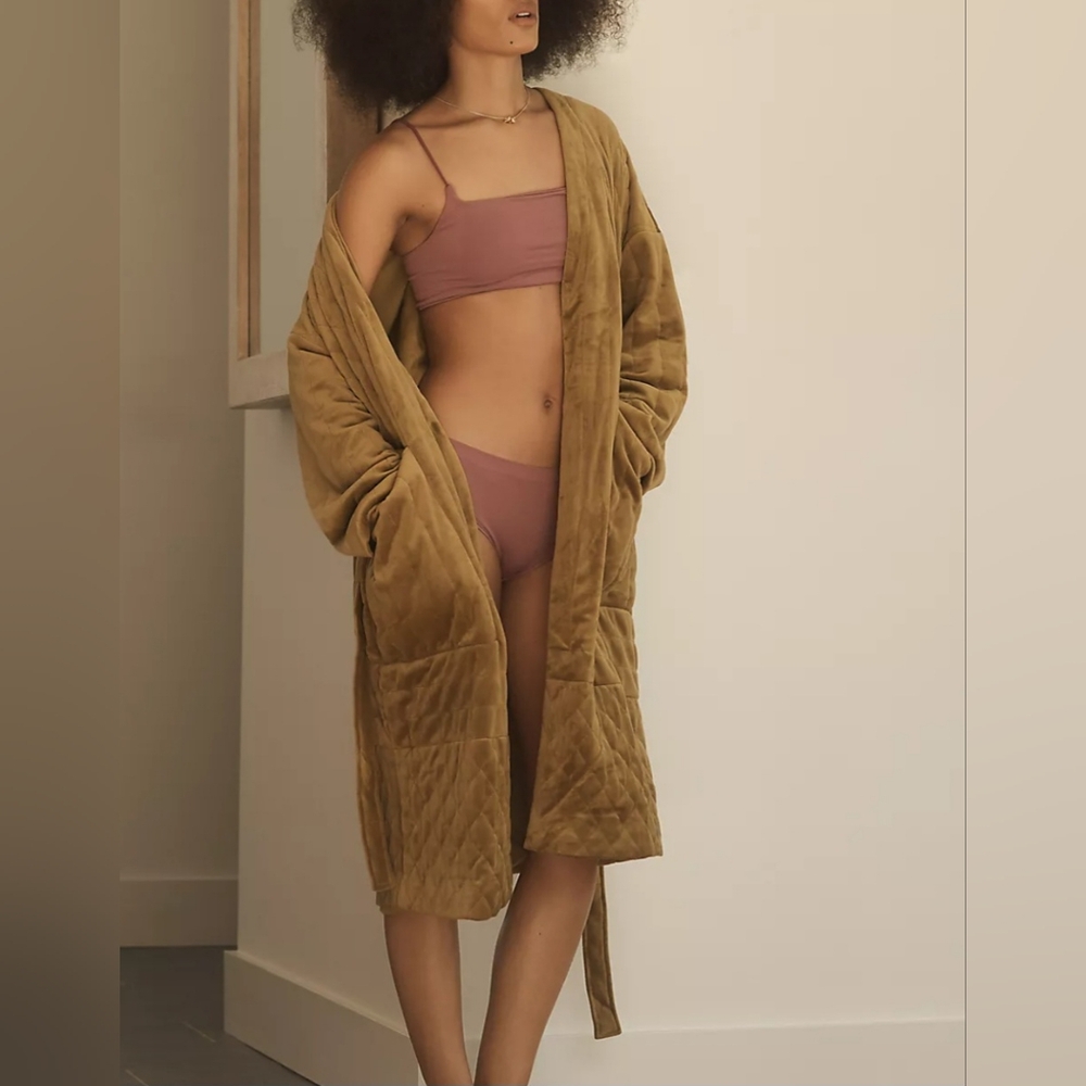 Anthropologie Velvet Quilted Robe S/M NWT